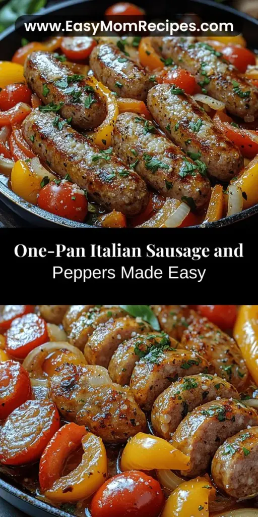 Dive into the delicious world of One-Pan Italian Sausage and Peppers! This vibrant dish combines savory Italian sausage with colorful bell peppers and onions, all cooked to perfection in a single pan. Perfect for busy weeknights or casual get-togethers, this recipe is not only easy to make, but delivers robust flavors that everyone will love. Discover the joy of cooking with minimal cleanup while enjoying a hearty meal that celebrates the essence of Italian cuisine!
