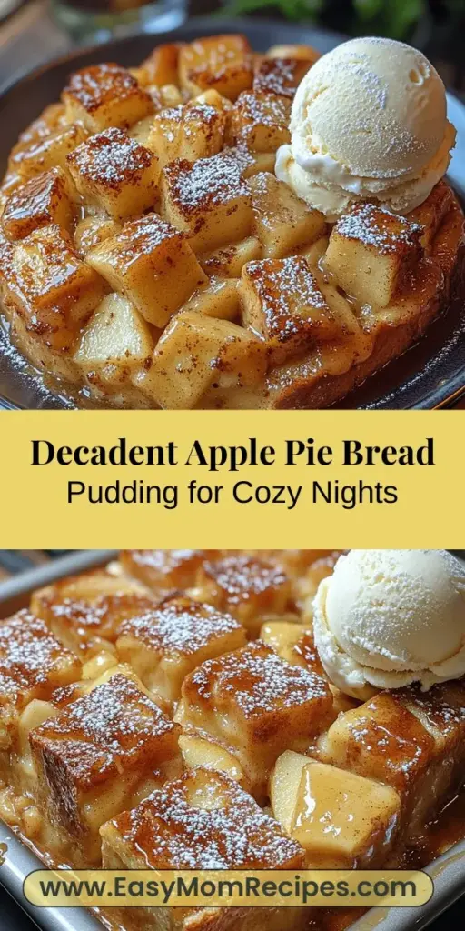 Discover the ultimate comfort dessert with this Indulgent Apple Pie Bread Pudding recipe. Merging the classic flavors of apple pie with the warm, custardy goodness of bread pudding, this dish is a delightful twist on traditional desserts. Featuring spiced apples, rich custard, and the perfect amount of sweetness, it’s sure to impress at family gatherings or cozy nights in. Serve it warm with vanilla ice cream or whipped cream for an extra touch of decadence. Enjoy the heartwarming memories this delicious dessert brings to your table!