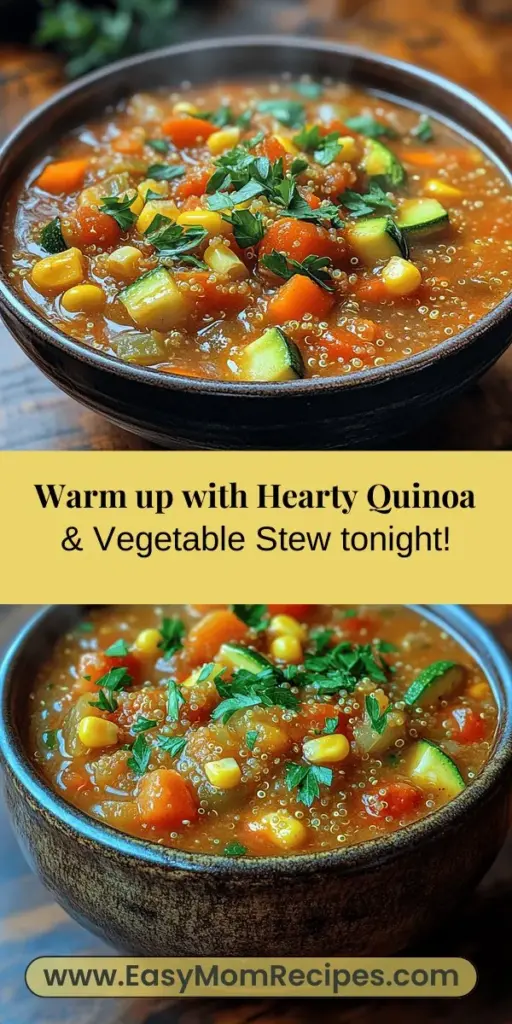Discover the deliciously nourishing Hearty Quinoa & Vegetable Stew, a must-try recipe that's perfect for busy lifestyles or families wanting to incorporate more plant-based meals. Packed with colorful veggies and quinoa, this stew offers a nutritious blend of flavors and textures. Easy to make in a slow cooker, it promises a comforting meal that warms the heart and is rich in vitamins, minerals, and protein. Embrace this cozy dish today!