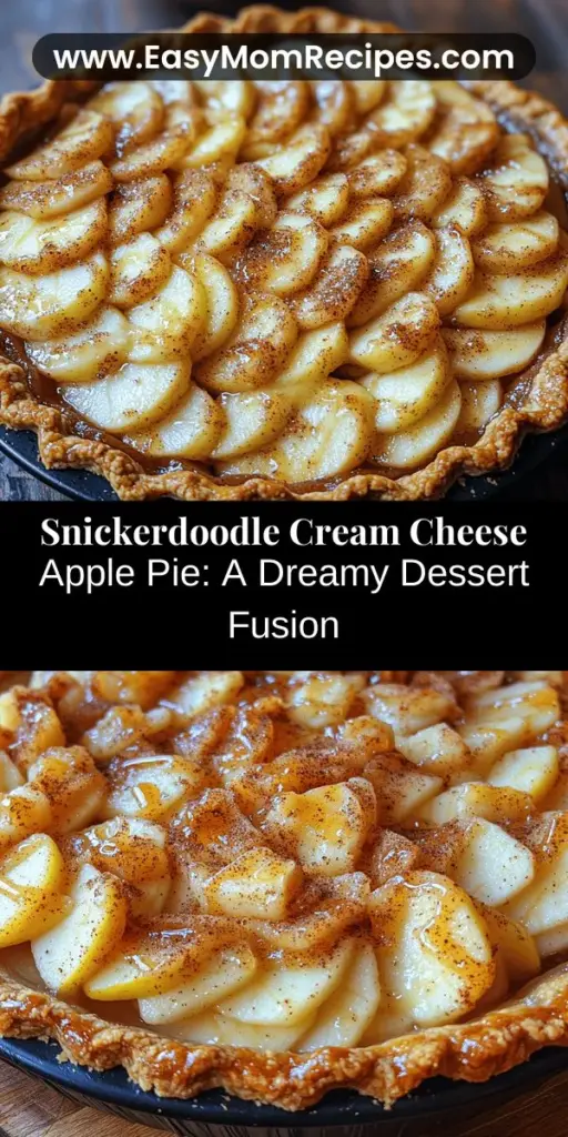Discover the delightful Snickerdoodle Cream Cheese Apple Pie, a unique dessert that combines the nostalgic flavors of apple pie with the warm, comforting essence of snickerdoodle cookies. This recipe features a flaky crust, a creamy cream cheese filling, and a crunchy topping that adds texture and flavor. Perfect for special occasions or a weekend treat, this pie promises to impress your family and friends while creating lasting memories around the table. Join us as we guide you through its rich history and step-by-step preparation!