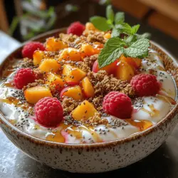 Sweet & Tangy Peach Raspberry Greek Yogurt Bowl