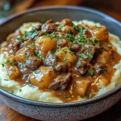 Hearty Beef and Mushroom Gravy Over Mashed Potatoes: A Comforting Family Favorite