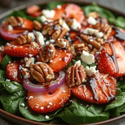 In the realm of healthy eating, fresh, vibrant salads stand out as a cornerstone of a balanced diet. They not only serve as a colorful addition to any meal but also provide a plethora of nutrients essential for maintaining overall health. Salads, especially those that incorporate seasonal ingredients, allow for a delightful exploration of flavors and textures, making each bite a nourishing experience. One such salad that embodies these qualities is the Berry Delight Spinach Salad.