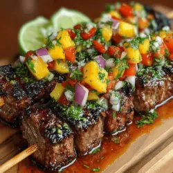 Before diving into the recipe, it’s important to familiarize ourselves with the key components: the beef skewers and the peach salsa.