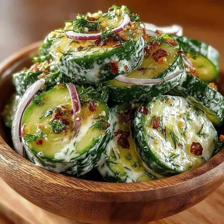 As the sun shines brighter and temperatures rise, finding ways to keep meals light and refreshing becomes a delightful challenge. Enter the Refreshing Creamy Cucumber Dill Salad, a vibrant dish that embodies the essence of summer. This salad is not just any side dish; it is a celebration of fresh, crisp cucumbers paired with the aromatic brightness of dill, all enveloped in a creamy dressing that adds a satisfying texture. Perfect for barbecues, picnics, or casual dinners, this salad is a versatile companion to nearly any meal.
