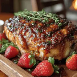 When it comes to festive meals, few dishes command attention quite like a beautifully roasted turkey. The "Sweet & Savory Strawberry Glazed Turkey" takes this traditional centerpiece and elevates it with a unique twist that’s sure to impress your guests. Imagine a succulent turkey, perfectly cooked and coated in a rich, flavorful glaze that balances the sweetness of strawberries with savory undertones. This dish is not just about flavor; it’s about creating a memorable experience for gatherings, whether it’s a holiday feast, a family reunion, or a special celebration.
