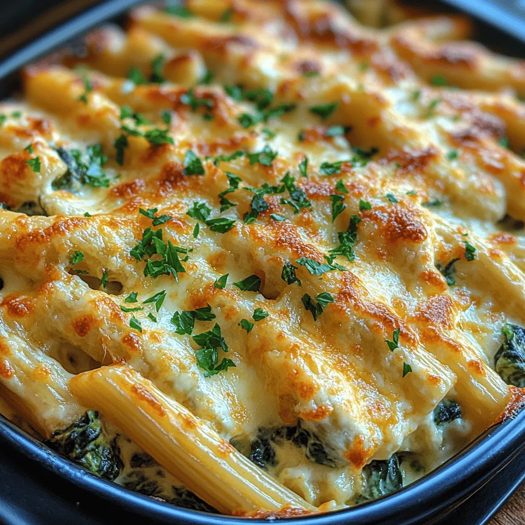 In the realm of comfort food, few dishes can rival the delightful combination of creamy sauces and cheesy pasta. The Creamy Spinach and Artichoke Pasta Bake is a perfect embodiment of this concept, bringing together the rich flavors of artichokes and spinach with a luscious cream-based sauce that hugs each piece of penne pasta. This dish is not only satisfying but also incredibly easy to prepare, making it an ideal choice for family dinners or gatherings. The blend of textures, from the tender pasta to the creamy sauce and the slight crunch of baked cheese, creates a culinary experience that is both indulgent and inviting.