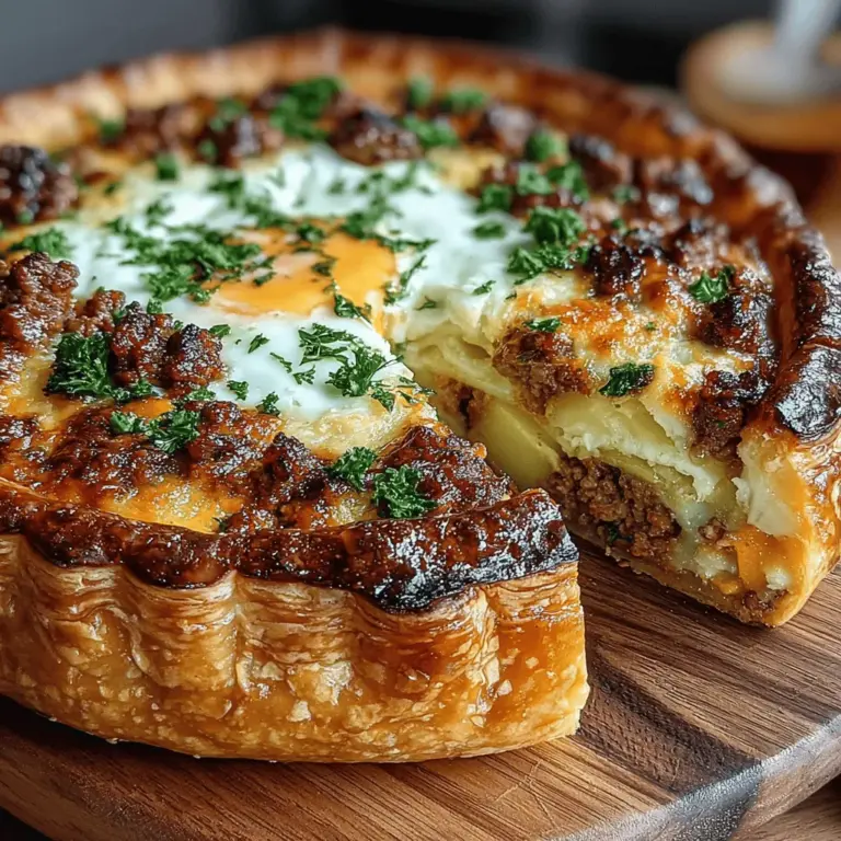 Homemade pies have long been a cherished staple in kitchens around the world, bringing forth a sense of nostalgia and comfort. Among the multitude of pie recipes, the Rustic Beef & Potato Delight Pie stands out as a quintessential dish that encapsulates the heartwarming essence of family gatherings and cozy dinners. This particular pie is not just about the ingredients; it’s about the love and care infused into every step of its creation. With its flaky crust enveloping a savory filling of ground beef and tender vegetables, this dish offers a delightful balance of flavors and textures that appeals to both young and old alike.