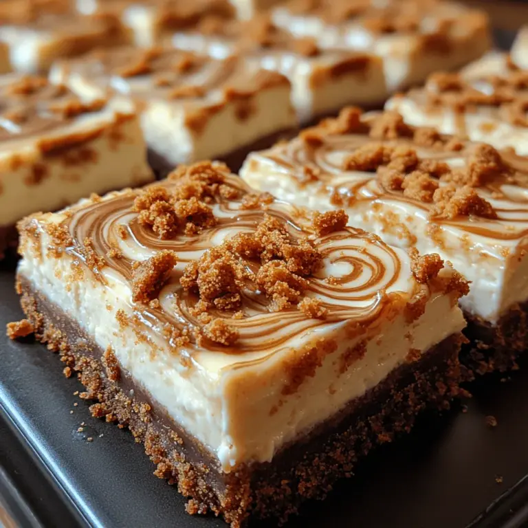 If you're searching for a dessert that perfectly balances creamy and crunchy textures while delivering an explosion of flavor, look no further than these Decadent Biscoff Cheesecake Bars. This delightful treat combines the rich, spiced flavors of Biscoff cookies with a creamy cheesecake filling, creating a dessert that is not only visually appealing but also incredibly satisfying. Cheesecake has long been a beloved dessert across various cultures, often reserved for special occasions or family gatherings. However, this recipe elevates the classic cheesecake experience to new heights, making it suitable for any day of the week.