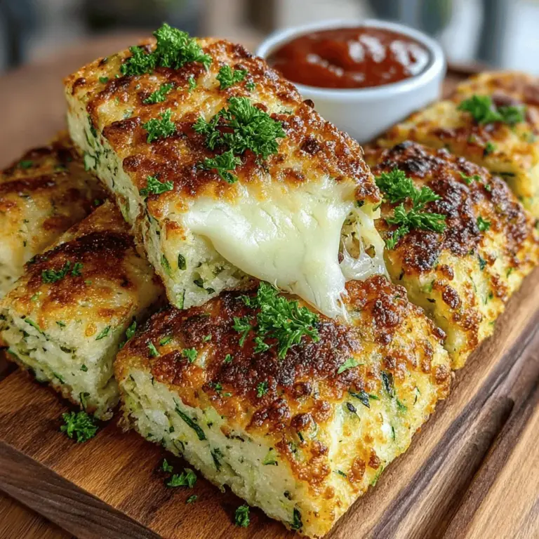 In a world where the quest for healthy eating frequently collides with the desire for flavorful snacks, Cheesy Zucchini Breadsticks present an ideal solution. These delightful treats marry the nutritional benefits of zucchini with the indulgent creaminess of cheese, resulting in a snack that does not compromise on taste. Whether you’re looking for a healthy appetizer, a side dish, or just a satisfying snack, these breadsticks are versatile and easy to prepare.