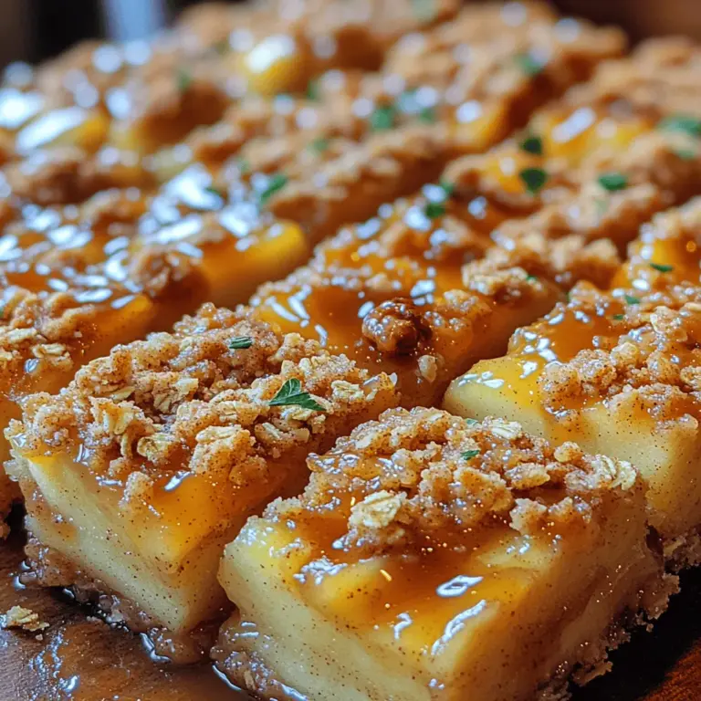 The Heavenly Sweet Caramel Apple Crumble Bars are a delightful fusion of flavors and textures that epitomize the essence of comfort food. This recipe is not just a treat for the taste buds; it is an experience that evokes memories of crisp autumn days, family gatherings, and the aroma of freshly baked goods wafting through the house. Each bar is a perfect balance of tart apples, rich caramel, and a crunchy crumble topping, creating a dessert that appeals to both young and old alike.