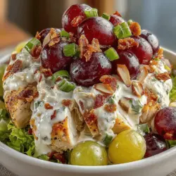 When it comes to refreshing and nutritious meals, the Crisp & Colorful Chicken Salad with Grapes & Almonds truly stands out. Bursting with vibrant colors and fresh ingredients, this salad is not only a feast for the eyes but also a celebration of flavors and textures. The delightful crunch of toasted almonds pairs perfectly with the juicy sweetness of grapes, creating a dynamic combination that tantalizes the taste buds. This versatile dish can serve as a satisfying main course or a delightful side, making it suitable for a variety of occasions, from casual lunch gatherings to elegant dinner parties.