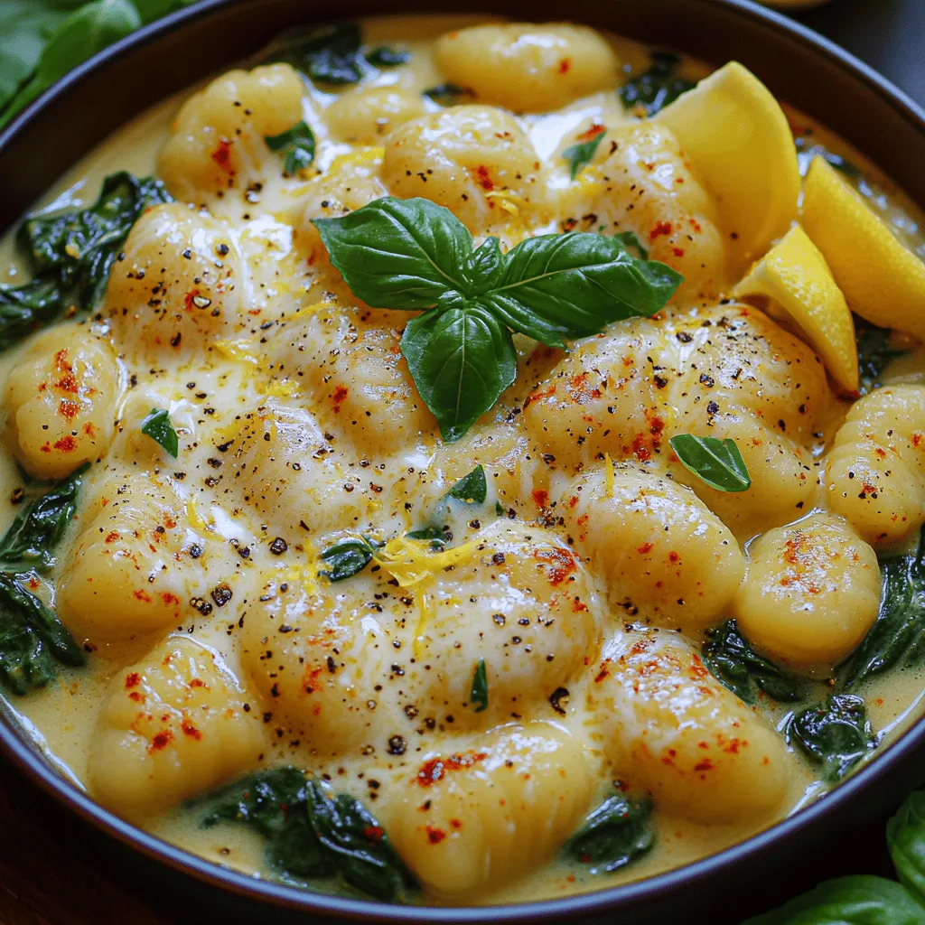 If you're in search of a dish that perfectly balances vibrant flavors with a comforting texture, look no further than Zesty Creamy Lemon Spinach Gnocchi. This delightful recipe combines the pillowy softness of gnocchi with the freshness of spinach and the bright zing of lemon, creating a meal that is both refreshing and indulgent. The creamy sauce enveloping the gnocchi adds a luxurious touch, making it an ideal choice for cozy weeknight dinners or more elaborate gatherings.