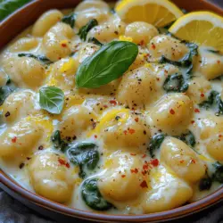 Zesty Creamy Lemon Spinach Gnocchi