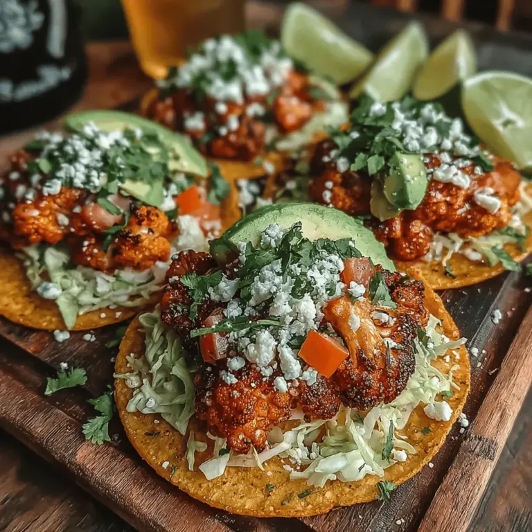 In the ever-evolving landscape of vegetarian cuisine, Fiery Buffalo Cauliflower Tostadas emerge as a vibrant and satisfying alternative to traditional buffalo wings. This dish captures the essence of the classic spicy appetizer while embracing plant-based ingredients that appeal to both vegetarians and meat-lovers alike. With the rise of health-conscious eating, cauliflower has secured its place at the forefront of nutritious cooking, celebrated for its versatility and ability to absorb flavors. These tostadas not only deliver a punch of heat but also balance it with fresh, crisp toppings, making them a perfect choice for gatherings, game-day snacks, or a casual weeknight meal.