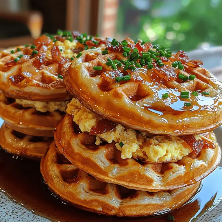 Imagine a breakfast that brings together the comforting warmth of freshly made waffles, the savory crunch of crispy bacon, and the satisfying richness of eggs—all nestled together in a delightful slider format. This is exactly what the Golden Buttermilk Waffle Breakfast Sliders offer: a harmonious blend of breakfast favorites that caters to both the palate and the practicalities of a busy morning. These sliders are not only a feast for the senses but also a game-changer for those seeking a hearty meal to kickstart their day.