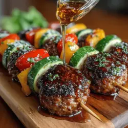 Honey Glazed Meatball and Veggie Skewers: A Flavorful Feast
