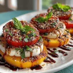 Caprese salad, with its simple yet vibrant combination of fresh mozzarella, tomatoes, and basil, has long been celebrated as a quintessential Italian dish. Originating from the island of Capri, this salad embodies the essence of Italian cuisine: fresh, high-quality ingredients that shine in their natural state. Traditionally, the Caprese salad features ripe tomatoes paired with creamy mozzarella di bufala and aromatic basil leaves, drizzled with good olive oil and a sprinkle of salt. This classic combination, however, is ripe for innovation, and that’s where our Peachy Keen Caprese Salad comes into play.