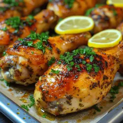 Chicken drumsticks are a beloved staple in home kitchens around the world, cherished for their rich flavor, tender meat, and cost-effectiveness. These versatile cuts of poultry can be prepared in countless ways, making them a go-to option for families and gatherings alike. One standout recipe that elevates the humble drumstick is the Zesty Lemon Herb Roasted Chicken Drumsticks. This dish combines vibrant citrus flavors and aromatic herbs, creating a mouthwatering experience that’s perfect for casual dinners or festive occasions.
