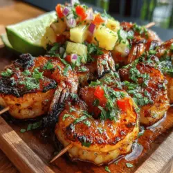 Delight your taste buds with the vibrant and tropical flavors of Tropical Shrimp Skewers with Pineapple Salsa. This dish perfectly encapsulates the essence of summer with its combination of succulent shrimp, aromatic spices, and a refreshing, zesty pineapple salsa. Whether you’re hosting a backyard barbecue, enjoying a family meal, or looking to impress guests at a festive gathering, this recipe is sure to shine. Not only does it offer an explosion of flavors, but it is also easy to prepare, making it an ideal choice for both novice and experienced cooks alike. In this article, you will discover the essential ingredients, preparation methods, and expert tips to make this dish a standout at your next meal.