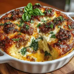 Cheesy Spinach and Sausage Quinoa Bake