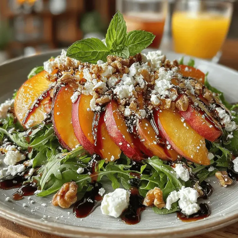 As the warm days of summer roll in, so does the desire for light, refreshing meals that capture the essence of the season. One such dish is the Sweet & Savory Peach & Arugula Salad, a delightful combination of tender arugula, juicy peaches, and creamy goat cheese, all harmoniously blended with crunchy walnuts and a tangy dressing. This salad not only tantalizes the taste buds but also embodies a perfect balance of sweet and savory flavors, making it an ideal choice for any occasion.