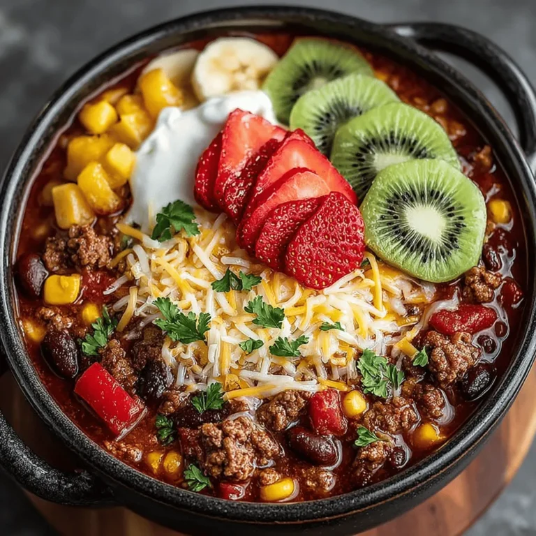 In the world of culinary creativity, few dishes can boast the unique combination of flavors that Sweet & Spicy Slow Cooker Fruit Pizza Chili brings to the table. This innovative recipe masterfully marries the comforting essence of traditional chili with the unexpected sweetness of fruit, resulting in a dish that is both hearty and refreshing. Imagine sinking your spoon into a bowl of warm, aromatic chili, where each bite tantalizes the taste buds with a delightful balance of sweetness and spice—this dish is sure to become a family favorite.