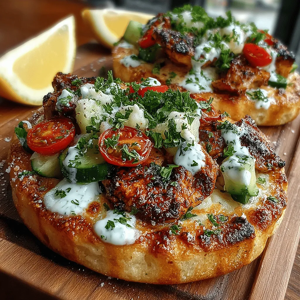 Mini Chicken Shawarma Pita Pizzas are an exciting culinary creation that brings together the bold and vibrant flavors of Middle Eastern cuisine with the beloved comfort of pizza. This dish is perfect for busy weeknights when you want to whip up something quick yet delicious, or as a standout appetizer at your next gathering. Featuring tender, marinated chicken, a creamy and tangy sauce, and a medley of fresh vegetables, these pita pizzas are incredibly versatile and can be customized to suit a variety of palates, making them a hit with both adults and children.