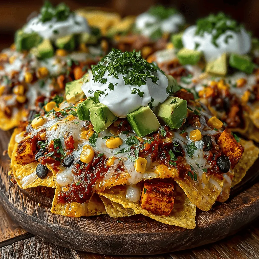 Sweet Potato Chili Topped Nachos