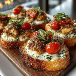 Savory Mini Pesto Chicken Toasts are the perfect combination of simplicity and sophistication, making them an ideal appetizer or snack for any gathering. Whether you are hosting a lively party, celebrating game day with friends, or enjoying a casual get-together, these delightful bites are sure to impress your guests. With their vibrant colors and mouthwatering flavors, they are not only delicious but also visually appealing, making them a standout addition to any table.