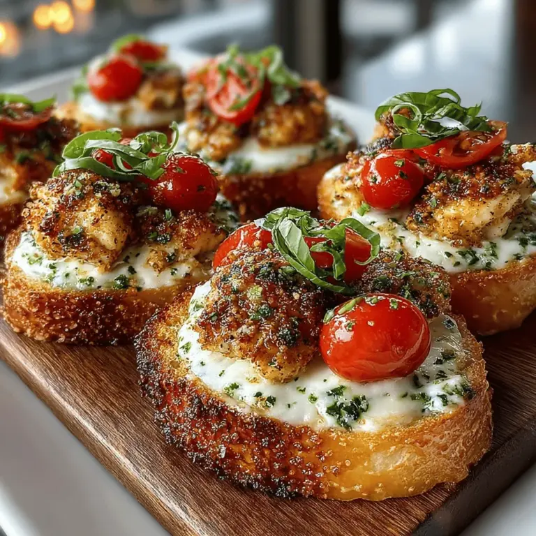 Savory Mini Pesto Chicken Toasts are the perfect combination of simplicity and sophistication, making them an ideal appetizer or snack for any gathering. Whether you are hosting a lively party, celebrating game day with friends, or enjoying a casual get-together, these delightful bites are sure to impress your guests. With their vibrant colors and mouthwatering flavors, they are not only delicious but also visually appealing, making them a standout addition to any table.