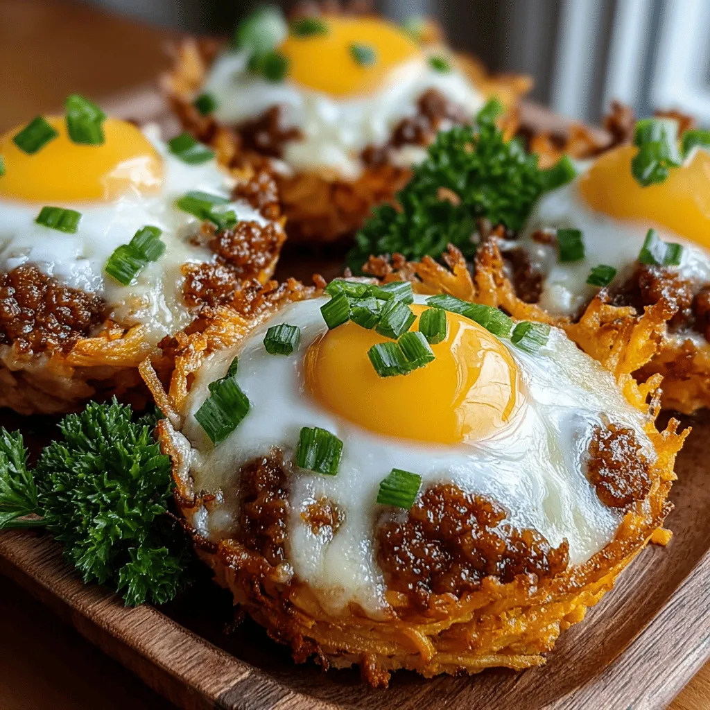 In the quest for a delicious and nutritious breakfast option, mini sweet potato breakfast nests rise to the occasion. These delightful nests combine the natural sweetness of grated sweet potatoes with rich eggs, savory sausage or tofu, and gooey cheddar cheese, creating a well-rounded meal that is perfect for busy mornings. Not only do they tantalize the taste buds, but they also provide a wholesome start to your day, packed with vitamins and nutrients. This recipe offers a perfect balance of carbohydrates, protein, and healthy fats, ensuring you feel satisfied and energized throughout the morning.