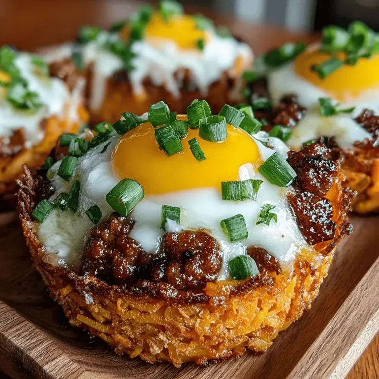 In the quest for a delicious and nutritious breakfast option, mini sweet potato breakfast nests rise to the occasion. These delightful nests combine the natural sweetness of grated sweet potatoes with rich eggs, savory sausage or tofu, and gooey cheddar cheese, creating a well-rounded meal that is perfect for busy mornings. Not only do they tantalize the taste buds, but they also provide a wholesome start to your day, packed with vitamins and nutrients. This recipe offers a perfect balance of carbohydrates, protein, and healthy fats, ensuring you feel satisfied and energized throughout the morning.