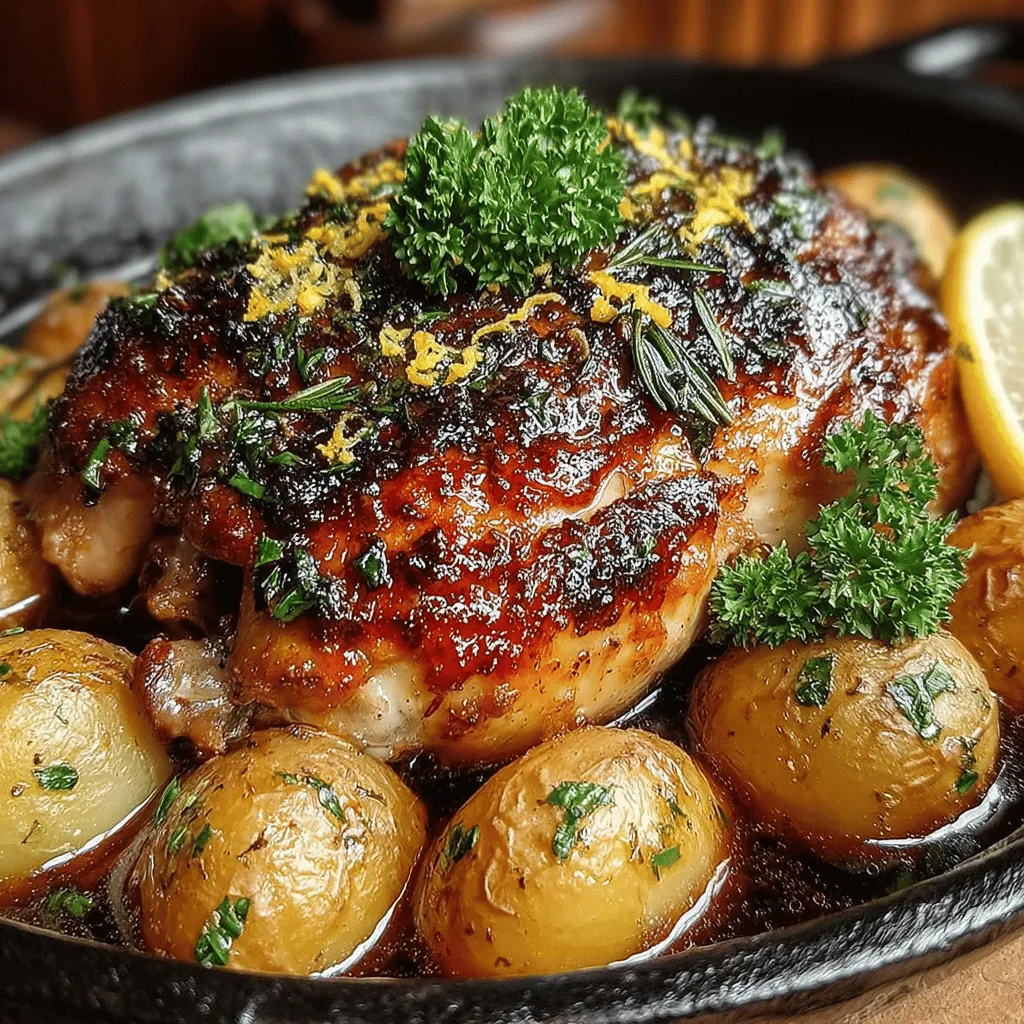 Herb-Infused Roasted Chicken with Crispy Baby Potatoes is a dish that embodies comfort and warmth, making it a timeless favorite for families and gatherings. This culinary masterpiece marries the succulent flavors of roasted chicken with the crispy texture of perfectly roasted baby potatoes. The dish is not only a feast for the palate but also a visual delight, as the golden-brown chicken sits proudly beside the vibrant hues of the potatoes, all enhanced by a medley of fresh herbs.