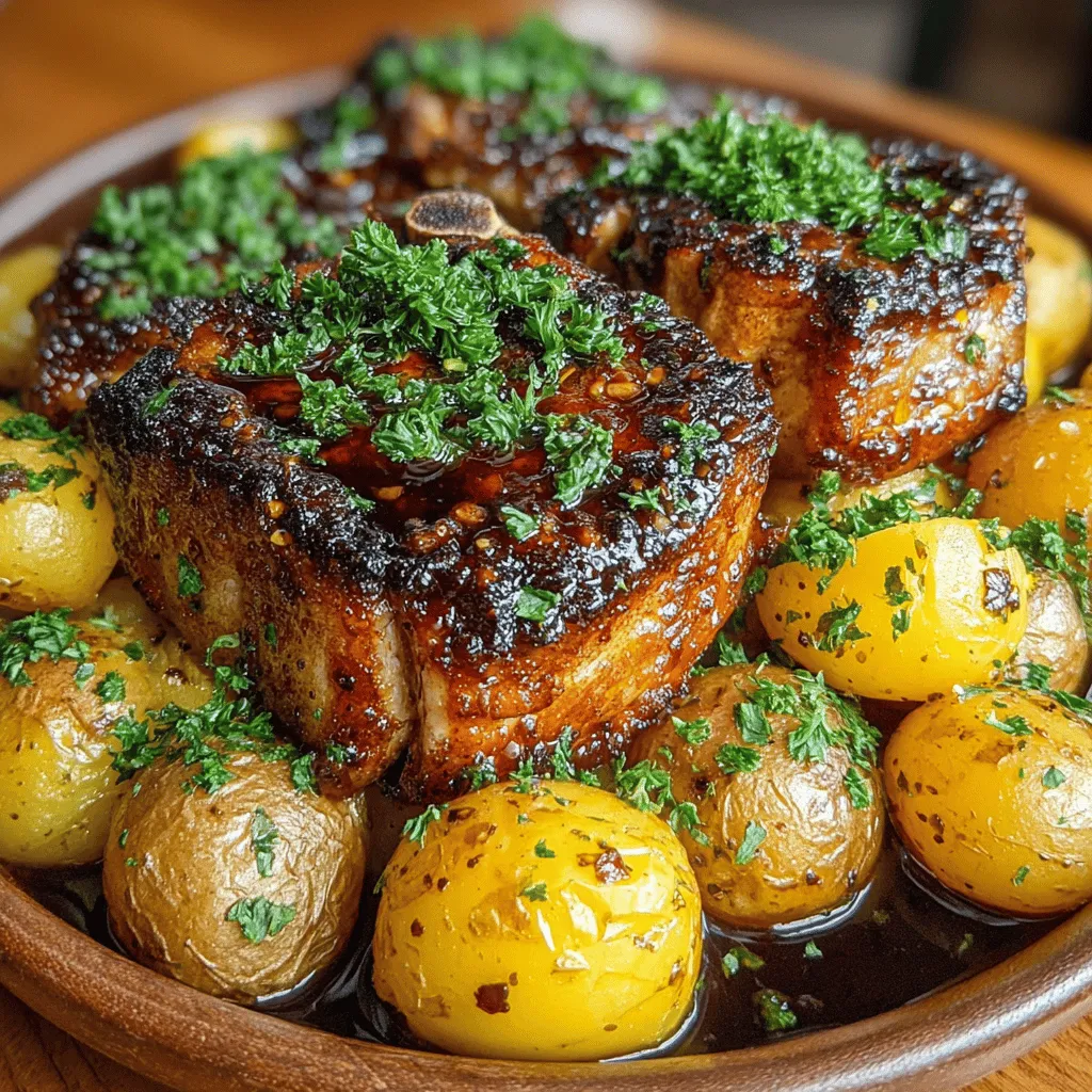 When it comes to comforting and satisfying home-cooked meals, few dishes can match the allure of Sweet & Savory Honey Garlic Pork Chops with Crispy Potatoes. This delectable recipe marries the rich, savory flavor of perfectly cooked pork chops with the delightful sweetness of honey and the aromatic punch of garlic. Paired with crispy, golden baby potatoes, this dish is a true celebration of flavor and texture that will leave your family and friends asking for seconds.