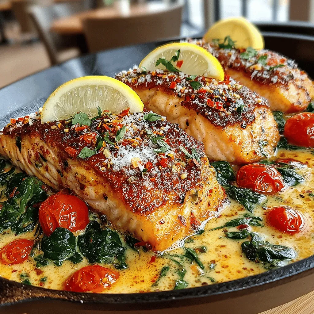 In the realm of weeknight dinners that feel indulgent yet are surprisingly simple to prepare, Creamy Tuscan Salmon with Spinach stands out as a favorite. This dish brings together succulent salmon fillets, vibrant spinach, and a rich, creamy sauce that evokes the sun-drenched landscapes of Tuscany. The marriage of flavors—from the savory garlic and tangy cherry tomatoes to the nutty undertones of Parmesan cheese—creates a dish that is not only visually appealing but also irresistibly delicious.