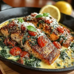 In the realm of weeknight dinners that feel indulgent yet are surprisingly simple to prepare, Creamy Tuscan Salmon with Spinach stands out as a favorite. This dish brings together succulent salmon fillets, vibrant spinach, and a rich, creamy sauce that evokes the sun-drenched landscapes of Tuscany. The marriage of flavors—from the savory garlic and tangy cherry tomatoes to the nutty undertones of Parmesan cheese—creates a dish that is not only visually appealing but also irresistibly delicious.