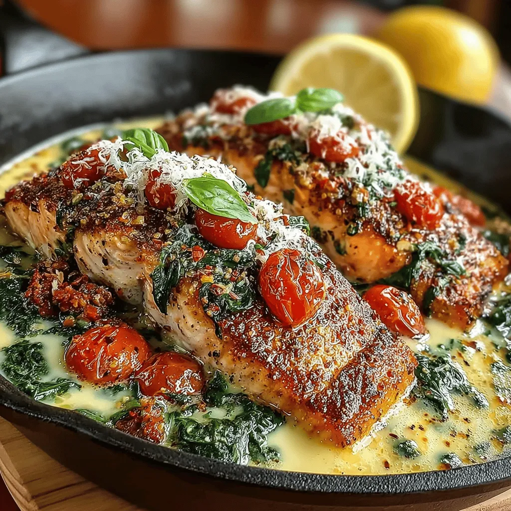 In the realm of weeknight dinners that feel indulgent yet are surprisingly simple to prepare, Creamy Tuscan Salmon with Spinach stands out as a favorite. This dish brings together succulent salmon fillets, vibrant spinach, and a rich, creamy sauce that evokes the sun-drenched landscapes of Tuscany. The marriage of flavors—from the savory garlic and tangy cherry tomatoes to the nutty undertones of Parmesan cheese—creates a dish that is not only visually appealing but also irresistibly delicious.