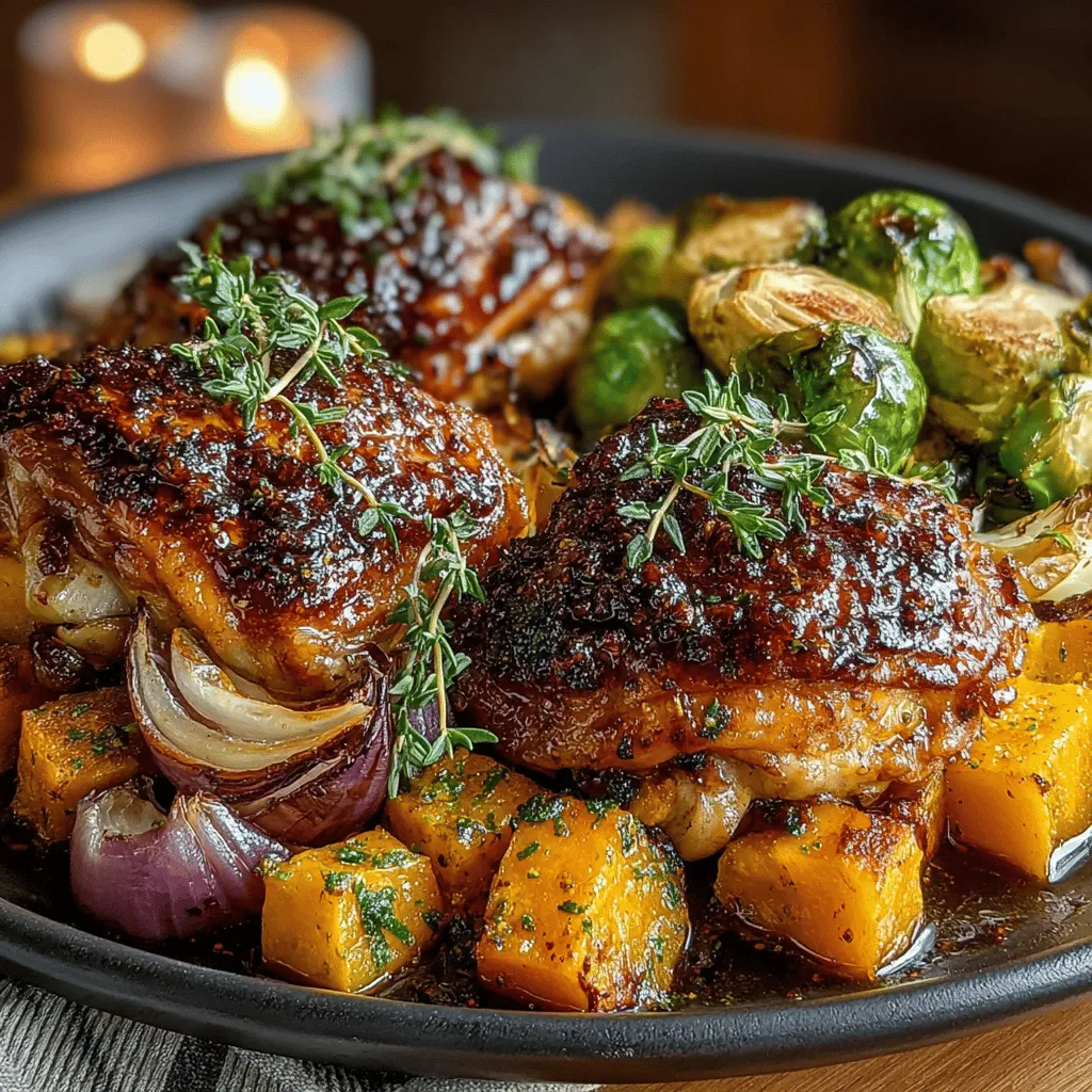 In the realm of home cooking, few dishes can rival the comforting and delightful experience offered by Maple Glazed Chicken & Squash Delight. This recipe is a perfect embodiment of seasonal goodness, combining savory chicken with the earthy sweetness of vibrant vegetables. The star ingredients—succulent boneless, skinless chicken thighs, earthy butternut squash, nutrient-rich Brussels sprouts, and aromatic red onion—are all enhanced by a luscious maple glaze that brings everything together in a symphony of flavors. Whether you are preparing for a cozy family dinner or entertaining guests, this dish serves as a stunning centerpiece, both visually and gastronomically.
