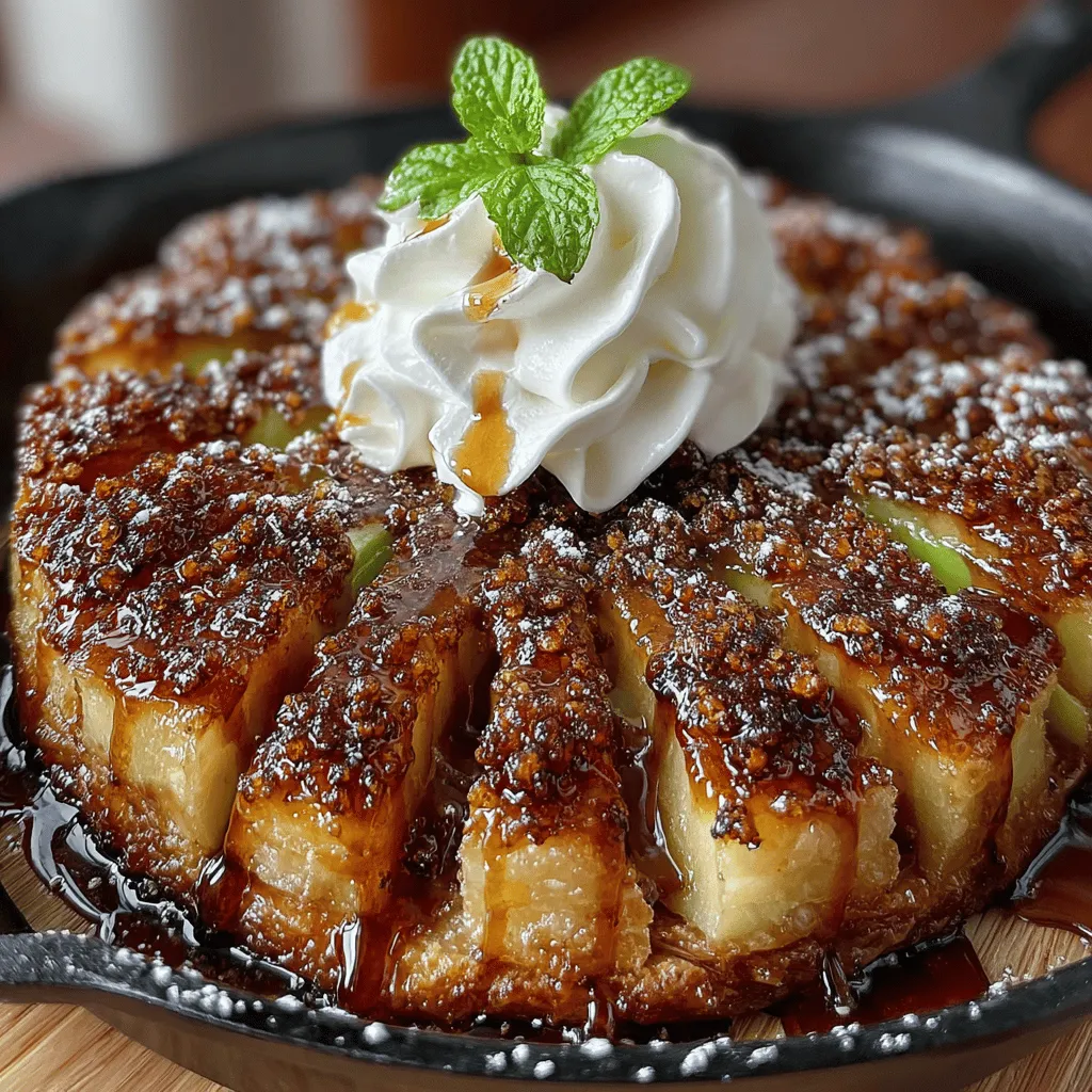 <strong>Exploring the Origins of Tarte Tatin</strong>” /></p>
</p>
<h2>Crafting the Perfect Caramel</h2>
</p>
<p>Creating the caramel for your Tarte Tatin is one of the most crucial steps in achieving that signature sweet and slightly bitter flavor profile. Follow these detailed instructions to ensure your caramel turns out perfectly.</p>
</p>
<h3>Preparing the Caramel Mixture</h3>
</p>
<p>1. <strong>Gather Ingredients</strong>: You will need 1 cup of granulated sugar, 1/4 cup of unsalted butter, and 1/4 cup of water.</p>
<p>2. <strong>Combine Ingredients</strong>: In a medium-sized, heavy-bottomed saucepan, combine the sugar and water. Stir gently to ensure that all the sugar is moistened. Do not stir once it starts to boil, as this can cause the sugar to crystallize.</p>
<p>3. <strong>Cook the Caramel</strong>: Place the saucepan over medium heat and allow it to come to a boil. You will notice the water evaporating and the sugar starting to dissolve. Keep an eye on it as it cooks, swirling the pan gently to ensure even cooking.</p>
<p>4. <strong>Achieving the Right Color</strong>: Watch closely as the mixture begins to bubble. After about 8-10 minutes, the sugar will start to turn an amber color. The perfect caramel for Tarte Tatin should be a deep golden amber. Remove the pan from the heat promptly when it reaches this color to prevent burning.</p>
</p>
<h3>Tips for Perfect Caramel</h3>
</p>
<p>– <strong>Temperature Management</strong>: Use a candy thermometer if you’re unsure about the color. Aim for around 350°F (175°C) for the ideal caramel.</p>
<p>– <strong>Avoiding Crystallization</strong>: If you notice any sugar crystals forming on the sides of the pan, use a wet pastry brush to wash them down. This will help keep your caramel smooth.</p>
<p>– <strong>Cooling the Caramel</strong>: Once your caramel has reached the desired color, immediately add the butter. Stir until melted and fully incorporated—this will help cool the caramel and create a glossy finish.</p>
</p>
<h2>Arranging the Apples for Maximum Flavor</h2>
</p>
<p>The arrangement of your apples in the skillet is just as vital as the caramel itself. A well-thought-out layering technique enhances the flavor and ensures even cooking.</p>
</p>
<h3>Step-by-Step Guide to Layering the Apples</h3>
</p>
<p>1. <strong>Prepare the Apples</strong>: Peel, core, and slice your apples into quarters. Choose firm apples like Granny Smith or Honeycrisp for the best results.</p>
<p>2. <strong>Preheat Your Skillet</strong>: Use a 10-inch cast-iron skillet or an ovenproof pan and preheat it over medium heat.</p>
<p>3. <strong>Add Caramel to the Skillet</strong>: Once your caramel is ready, pour it into the preheated skillet, coating the bottom evenly.</p>
<p>4. <strong>Layering the Apples</strong>: Begin layering your apple quarters in the skillet, starting from the outer edge and working your way towards the center. This technique not only looks beautiful but also ensures that all apples cook evenly.</p>
<p>5. <strong>Tucking the Apples</strong>: For maximum flavor distribution, tuck some apple slices upright between the layers. This will help them absorb the caramel and spices better.</p>
</p>
<h3>Techniques for Even Cooking</h3>
</p>
<p>– <strong>Covering the Skillet</strong>: After arranging the apples, cover the skillet with a lid or aluminum foil for about 10 minutes. This helps steam the apples, making them tender without burning.</p>
<p>– <strong>Adding Flavor</strong>: Sprinkle a teaspoon of ground cinnamon and a pinch of nutmeg over the apples after they have softened. These spices enhance the flavor profile and complement the caramel beautifully.</p>
</p>
<h2>Preparing the Puff Pastry</h2>
</p>
<p>Puff pastry is the crowning glory of your Tarte Tatin, creating a flaky and buttery base that contrasts perfectly with the caramelized apples.</p>
</p>
<h3>Rolling Out Puff Pastry</h3>
</p>
<p>1. <strong>Thawing</strong>: If you’re using store-bought puff pastry, allow it to thaw in the refrigerator for about 6 hours or overnight. This will make it easier to handle.</p>
<p>2. <strong>Flouring Your Surface</strong>: Dust your work surface lightly with flour to prevent sticking. Roll the puff pastry into a circle that is slightly larger than your skillet, approximately 12 inches in diameter.</p>
<p>3. <strong>Trimming the Edges</strong>: Use a sharp knife to trim the edges so they are even and manageable.</p>
</p>
<h3>Draping and Tucking the Pastry</h3>
</p>
<p>1. <strong>Draping Over the Apples</strong>: Carefully lift the rolled-out pastry and drape it over the apples in the skillet. Ensure it covers the apples completely, tucking the edges in around the sides of the skillet.</p>
<p>2. <strong>Creating Vent Holes</strong>: Use a sharp knife to cut a few small slits in the pastry. This allows steam to escape during baking, preventing sogginess.</p>
</p>
<h2>Baking and Inverting the Tarte Tatin</h2>
</p>
<p>Now it’s time to bake your masterpiece. Following the correct baking times and temperatures guarantees a beautifully golden crust.</p>
</p>
<h3>Key Baking Times and Temperatures</h3>
</p>
<p>1. <strong>Preheat the Oven</strong>: Preheat your oven to 375°F (190°C).</p>
<p>2. <strong>Baking the Tarte</strong>: Place the skillet in the preheated oven and bake for about 25-30 minutes, or until the pastry is puffed and golden brown.</p>
</p>
<h3>Inverting the Tarte Tatin</h3>
</p>
<p>1. <strong>Cooling Slightly</strong>: After baking, remove the skillet from the oven and let it cool for about 5 minutes. This cooling period will help set the caramel slightly.</p>
<p>2. <strong>Inverting</strong>: Place a large serving plate over the skillet. Using oven mitts, carefully flip the skillet upside down. Gently tap the bottom to release the tarte, allowing the caramel and apples to cascade onto the plate.</p>
</p>
<h2>Serving Suggestions and Pairing Ideas</h2>
</p>
<p>Your Lipsmacking Cinnamon Apple Tarte Tatin is now ready to be served! Follow these best practices for slicing and pairing to enhance your dessert experience.</p>
</p>
<h3>Best Practices for Slicing and Serving</h3>
</p>
<p>1. <strong>Cutting the Tarte</strong>: Use a sharp knife to cut the tarte into wedges, ensuring that each slice has an equal portion of apples and pastry. It’s best to slice while the tarte is still slightly warm, as this makes cutting easier.</p>
<p>2. <strong>Ideal Serving Temperatures</strong>: Tarte Tatin can be enjoyed warm or at room temperature. Both options offer unique flavor experiences; warm tarte provides a comforting and gooey texture, while room temperature allows the flavors to develop further.</p>
</p>
<h3>Perfect Pairings to Elevate Your Dessert Experience</h3>
</p>
<p>– <strong>Accompaniments</strong>: Serve your Tarte Tatin with a dollop of freshly whipped cream, a scoop of vanilla ice cream, or a generous spoonful of crème fraîche. These creamy textures complement the sweet and tart flavors of the apples beautifully.</p>
<p>– <strong>Beverage Pairings</strong>: For a delightful drink pairing, consider serving your tarte with a sweet dessert wine like Sauternes or a chilled glass of sparkling cider. Alternatively, a rich espresso or a soothing herbal tea can enhance the overall experience.</p>
</p>
<h2>Conclusion</h2>
</p>
<p>The Lipsmacking Cinnamon Apple Tarte Tatin is not just a dessert; it’s an experience that brings the comforting warmth of French pastry-making into your home. With its rich flavors of caramelized apples enveloped in flaky puff pastry, this dessert is perfect for any occasion—be it a festive gathering or a cozy weeknight dinner. The balance of sweetness and tartness, along with the elegant presentation, ensures it will be a cherished favorite among family and friends alike.</p>
</p>
<p>Embrace the art of creating this classic French dish, and savor every delectable slice. Whether you choose to enjoy it warm with a scoop of ice cream or as a delightful afternoon treat, your Tarte Tatin will undoubtedly impress and delight.</p>
</div>