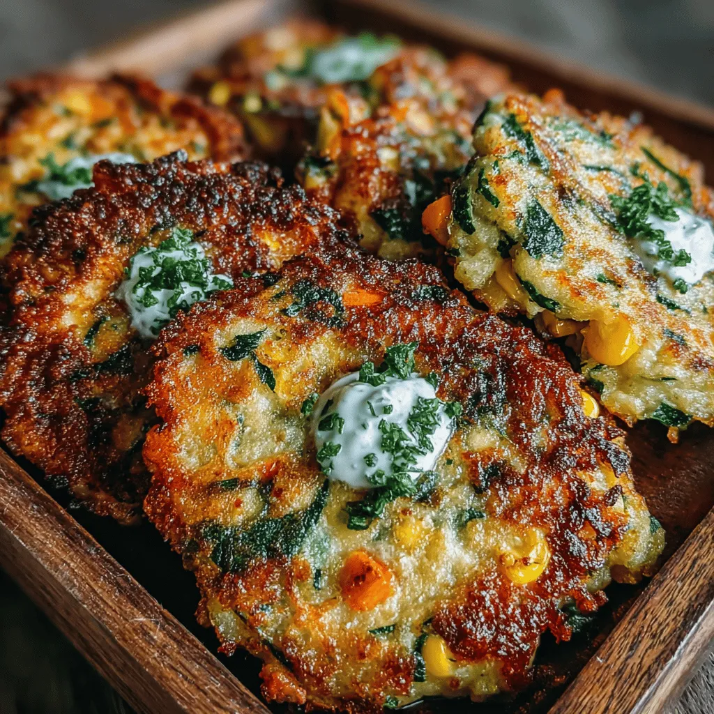 - 1 medium zucchini, grated - 1 medium carrot, grated - 1 cup fresh spinach, chopped - 1 cup corn kernels (fresh or frozen) - 1 cup panko breadcrumbs - 1/2 cup grated Parmesan cheese (optional) - 2 large eggs - 1 teaspoon garlic powder - 1 teaspoon onion powder - 1 teaspoon dried oregano - Salt and pepper to taste - Cooking spray or olive oil for greasing