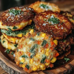 - 1 medium zucchini, grated - 1 medium carrot, grated - 1 cup fresh spinach, chopped - 1 cup corn kernels (fresh or frozen) - 1 cup panko breadcrumbs - 1/2 cup grated Parmesan cheese (optional) - 2 large eggs - 1 teaspoon garlic powder - 1 teaspoon onion powder - 1 teaspoon dried oregano - Salt and pepper to taste - Cooking spray or olive oil for greasing