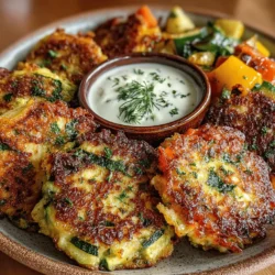 - 2 medium zucchinis, grated - 2 medium carrots, grated - 1 bell pepper, finely chopped (any color) - 1 cup chickpea flour (or all-purpose flour) - 2 large eggs - 1/2 cup grated Parmesan cheese (optional for a vegan version) - 1 teaspoon garlic powder - 1 teaspoon onion powder - 1 teaspoon smoked paprika - Salt and pepper to taste - Fresh herbs (optional, such as parsley or cilantro)