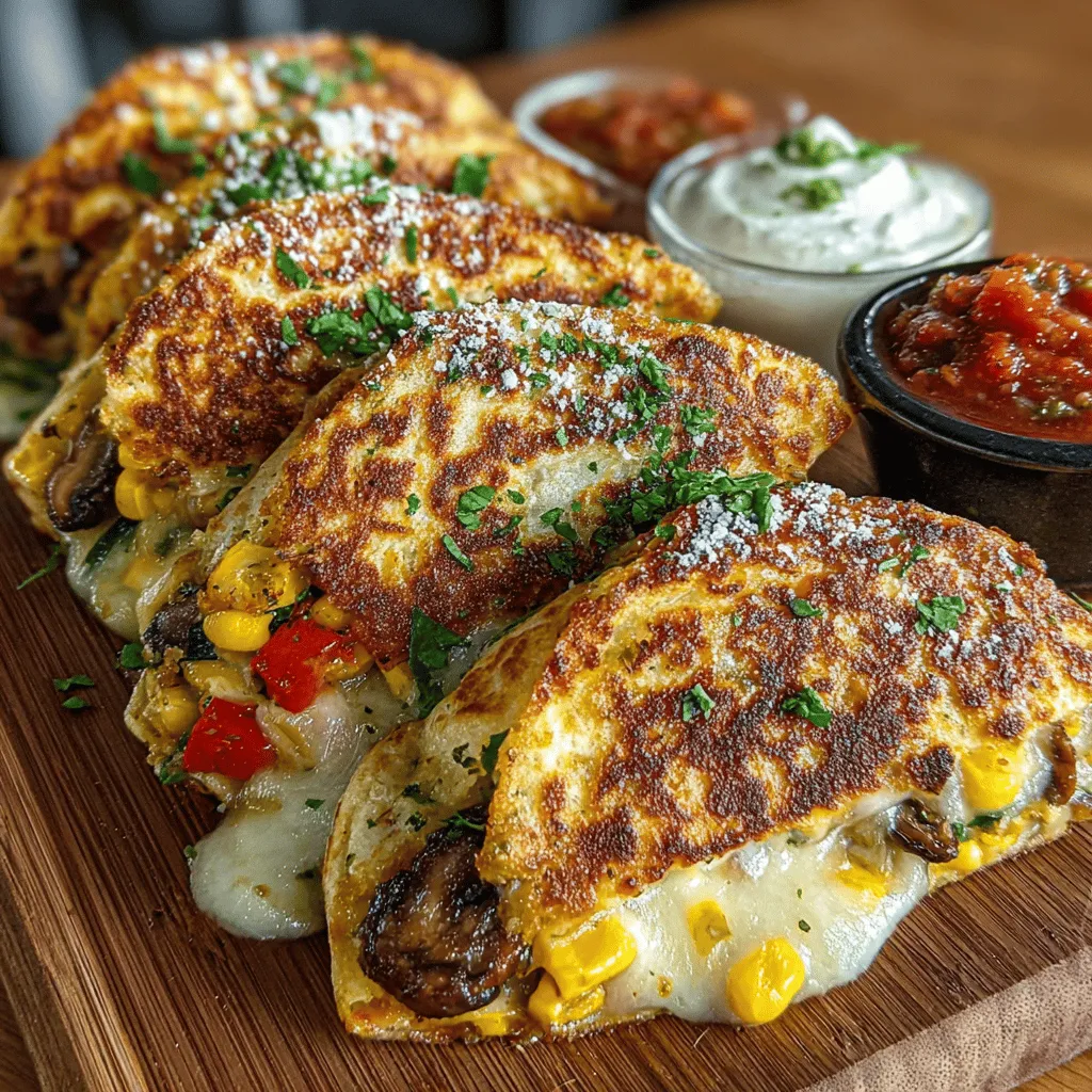 - 4 large flour tortillas (or whole wheat for a healthier option) - 1 cup shredded cheese (cheddar, mozzarella, or a blend) - 1 bell pepper, diced (any color) - 1 medium zucchini, diced - 1 cup mushrooms, sliced - 1 small red onion, diced - 1 cup corn (fresh, frozen, or canned) - 1 teaspoon ground cumin - 1 teaspoon smoked paprika - 1 teaspoon garlic powder - Salt and pepper to taste - Olive oil spray (for air frying)