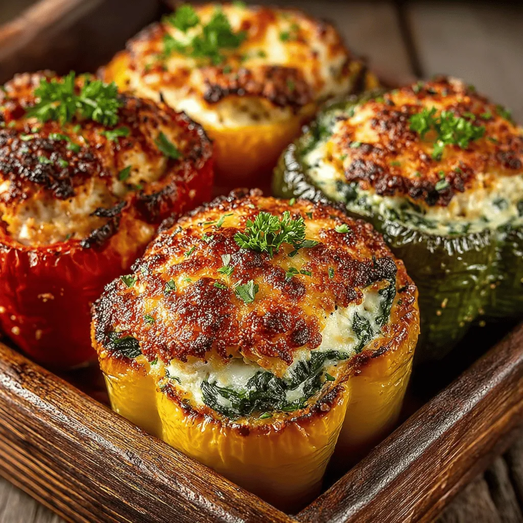 Cheesy Spinach & Chicken Stuffed Peppers are a delightful fusion of flavors and textures that bring a satisfying twist to the dinner table. This dish perfectly marries the sweetness of bell peppers with savory chicken, nutrient-rich spinach, and a creamy blend of cheeses, creating a meal that is both delicious and wholesome. As more people seek healthier yet fulfilling meal options, this recipe stands out for its balance of protein, vegetables, and rich flavors. Whether you're cooking for a busy weeknight, preparing meals for the week ahead, or looking to impress guests with a vibrant and hearty dish, Cheesy Spinach & Chicken Stuffed Peppers are an excellent choice.