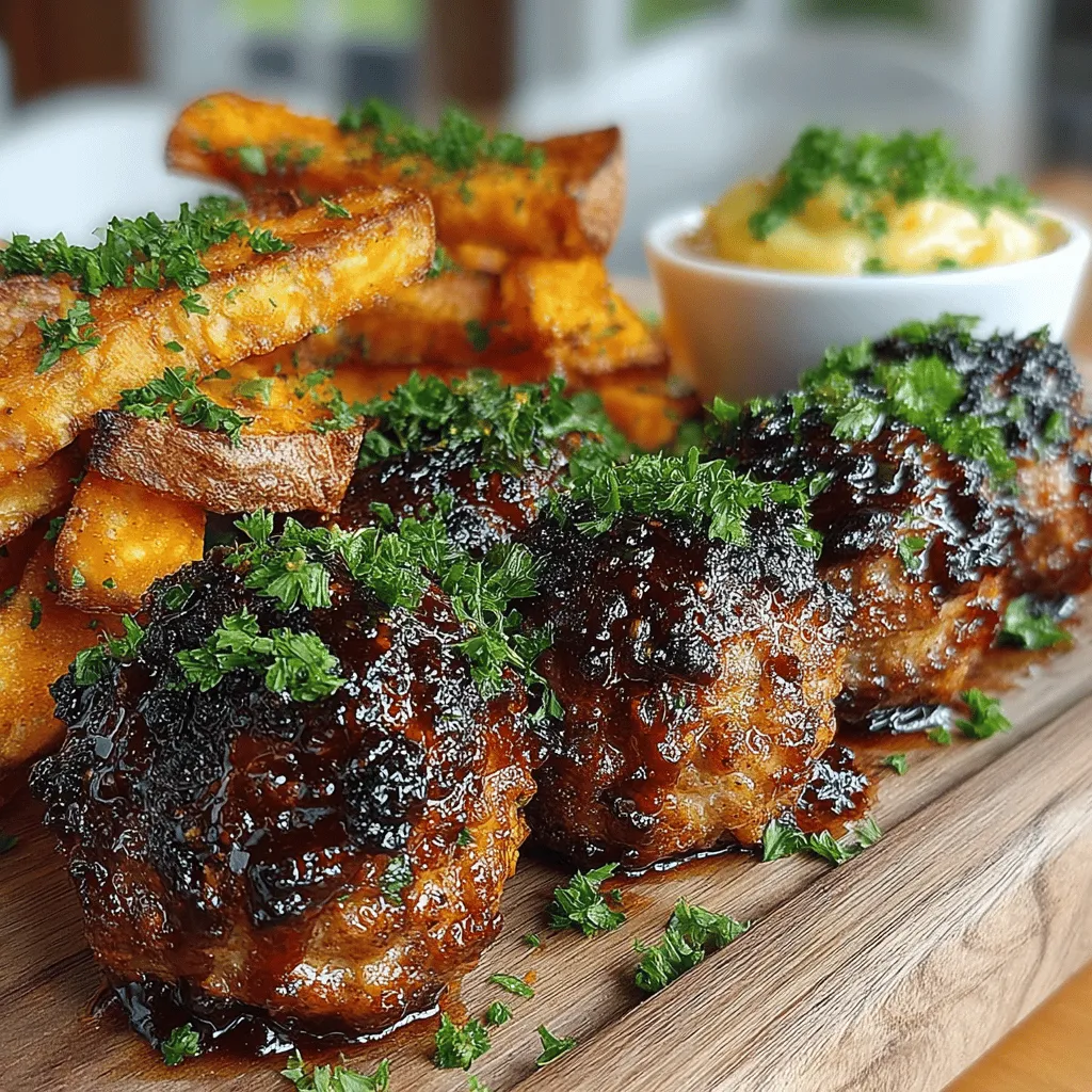 Smoky BBQ Meatballs & Sweet Potato Fries Delight