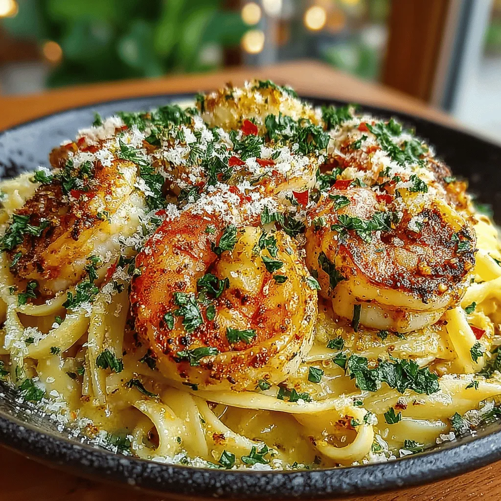 - 8 ounces linguine or spaghetti - 1 pound large shrimp, peeled and deveined - 4 cloves garlic, minced - 3 tablespoons olive oil - Zest and juice of 1 lemon - 1/2 teaspoon red pepper flakes (adjust to taste) - 1 cup chicken or vegetable broth - 1/4 cup fresh parsley, chopped - Grated Parmesan cheese (optional, for serving)