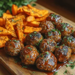 If you're looking for a dish that combines comfort food with a healthy twist, look no further than Smoky BBQ Meatballs & Sweet Potato Fries Delight. This recipe masterfully merges the rich, smoky flavors of barbecue with the nutritional benefits of sweet potatoes, making it a true family favorite. Ideal for gatherings or a cozy weeknight dinner, this dish is not only delicious but also easy to prepare, ensuring that you can spend less time in the kitchen and more time enjoying the company of your loved ones.