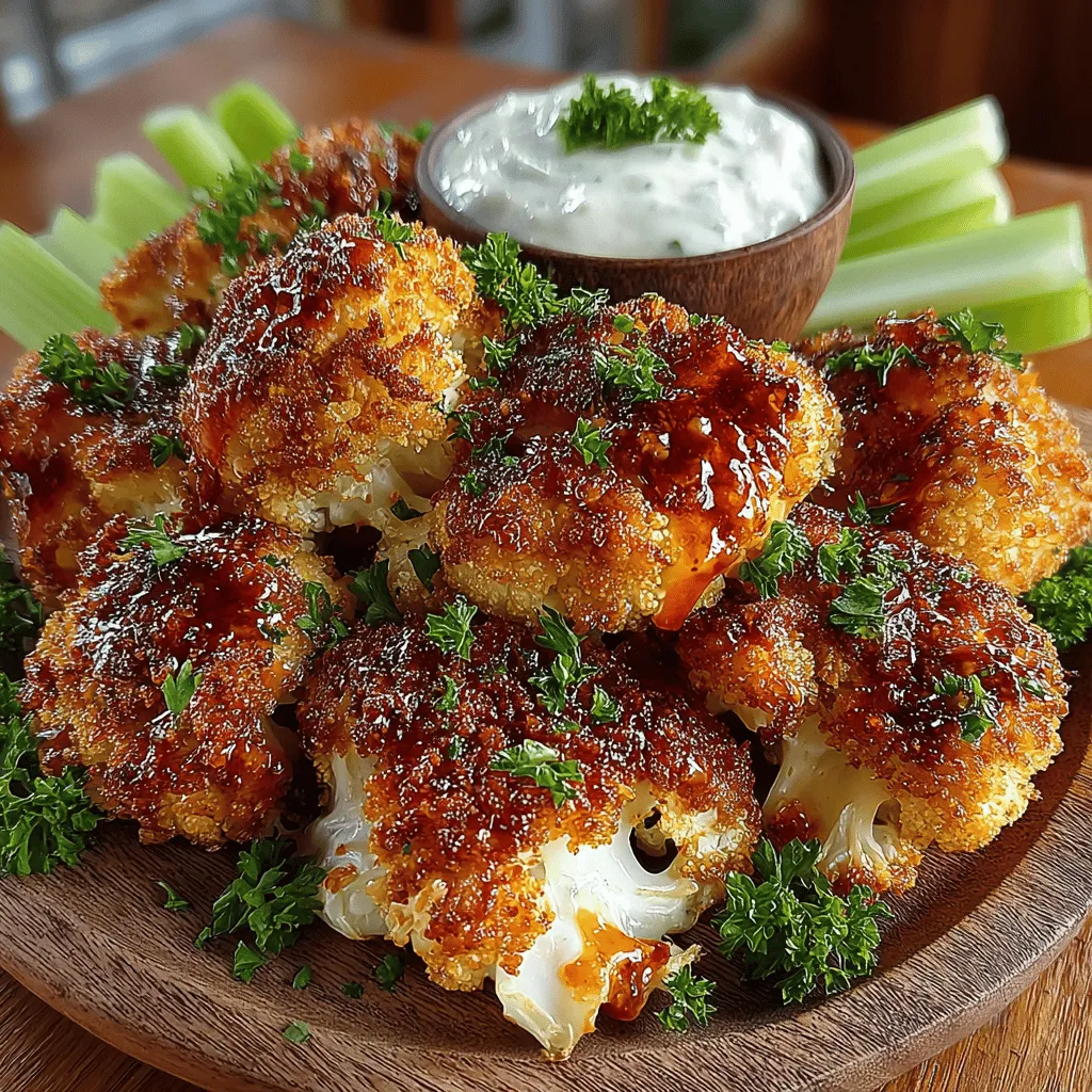 - 1 large head of cauliflower, cut into bite-sized florets - 1 cup all-purpose flour (or gluten-free flour for a gluten-free option) - 1 cup water - 1 cup panko breadcrumbs - 1 cup buffalo sauce (store-bought or homemade) - 1 teaspoon garlic powder - 1 teaspoon onion powder - 1 teaspoon smoked paprika - Salt and pepper to taste - Cooking spray or a light coating of oil