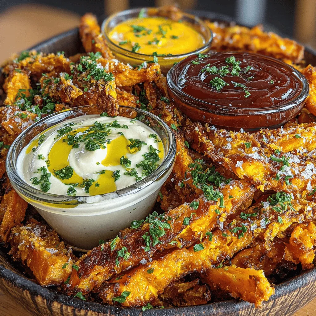 Crispy Air Fryer Sweet Potato Fries & Zesty Dipping Sauces